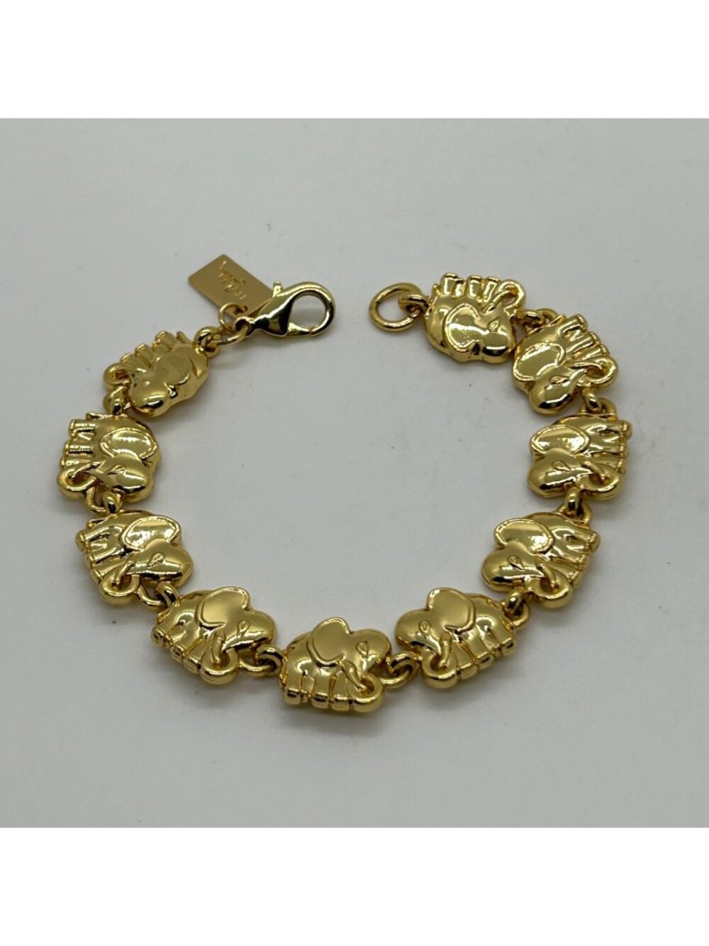 Lilly Pulitzer Gold-Tone Elephant Charm Bracelet Statement Link Vintage Jewelry